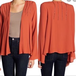 Blush Noir- Embellished Bead Bell Sleeve Cardigan